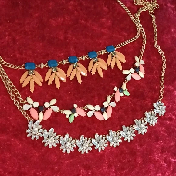 🔥🔥🔥J. Crew lot of 3 statement necklaces costume rhinestone - Picture 3 of 9